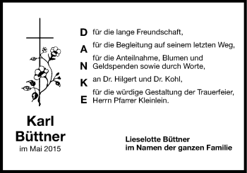 Traueranzeige von Karl Büttner von Hersbrucker Zeitung
