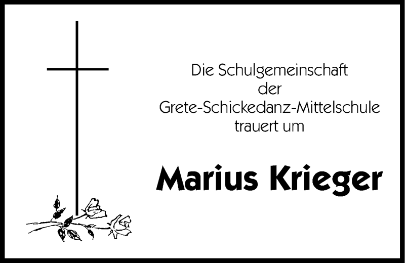  Traueranzeige für Marius Krieger vom 21.05.2013 aus Hersbrucker Zeitung
