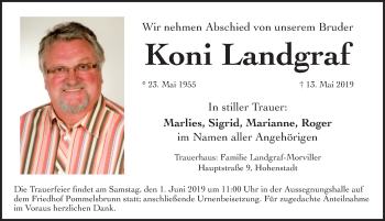 Traueranzeige von Koni Landgraf von Hersbrucker Zeitung