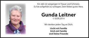 Traueranzeige von Gunda Leitner von Hersbrucker Zeitung