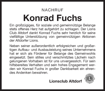 Traueranzeige von Konrad Fuchs von Der Bote