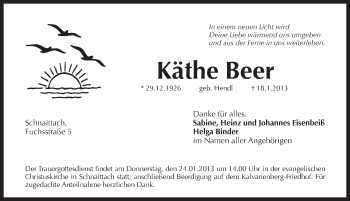 Traueranzeige von Käthe Beer von Pegnitz-Zeitung