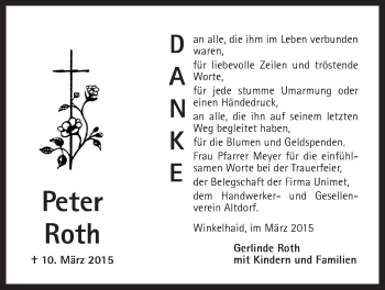Traueranzeige von Peter Roth von Der Bote