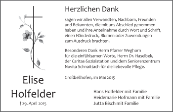 Traueranzeige von Elise Holfelder von Pegnitz-Zeitung