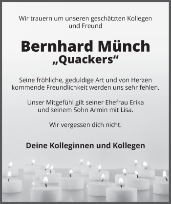 Traueranzeige von Bernhard Münch von Hersbrucker Zeitung