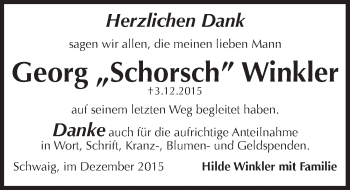 Traueranzeige von Georg Winkler von Pegnitz-Zeitung