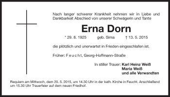 Traueranzeige von Erna Dorn von Der Bote