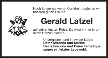 Traueranzeige von Gerald Latzel von Der Bote