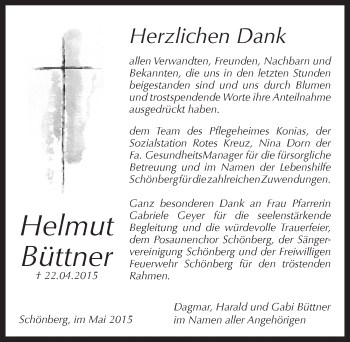 Traueranzeige von Helmut Büttner von Pegnitz-Zeitung