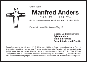 Traueranzeige von Manfred Anders von Der Bote