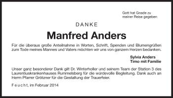 Traueranzeige von Manfred Anders von Der Bote