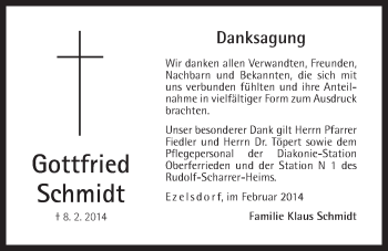 Traueranzeige von Gottfried Schmidt von Der Bote