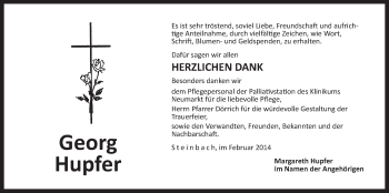 Traueranzeige von Georg Hupfer von Der Bote