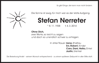Traueranzeige von Stefan Nerreter von Der Bote