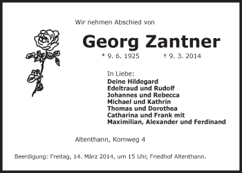 Traueranzeige von Georg Zantner  von Der Bote