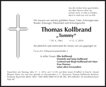 Traueranzeige von Thomas Kollbrand von Der Bote