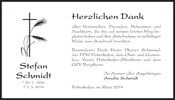 Traueranzeige von Stefan Schmidt von Der Bote