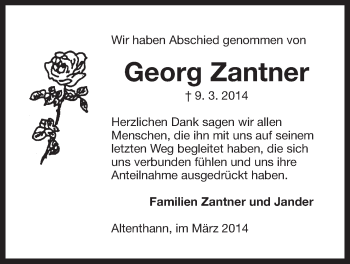 Traueranzeige von Georg Zantner von Der Bote