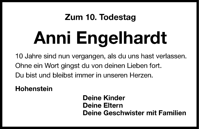  Traueranzeige für Anni Engelhardt vom 20.07.2015 aus Hersbrucker Zeitung
