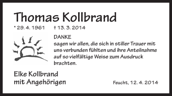 Traueranzeige von Thomas Kollbrand von Der Bote