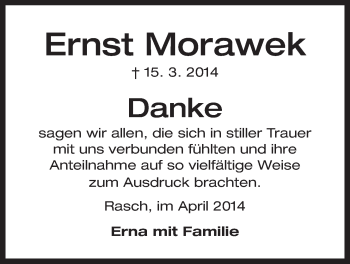 Traueranzeige von Ernst Morawek von Der Bote