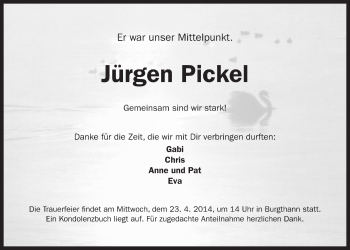 Traueranzeige von Jürgen Pickel von Der Bote