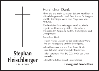 Traueranzeige von Stephan Fleischberger von Der Bote