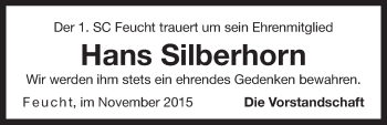 Traueranzeige von Hans Silberhorn von Der Bote