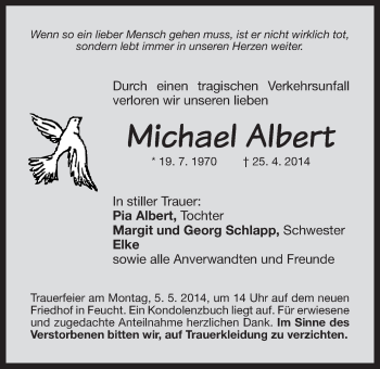 Traueranzeige von Michael Albert von Der Bote