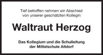 Traueranzeige von Waltraut Herzog von Der Bote