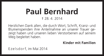 Traueranzeige von Paul Bernhard von Der Bote