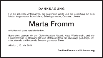 Traueranzeige von Marta Fromm von Der Bote