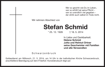 Traueranzeige von Stefan Schmid von Der Bote