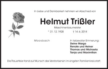 Traueranzeige von Helmut Trißler von Der Bote
