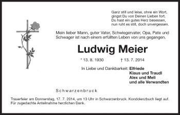 Traueranzeige von Ludwig Meier von Der Bote
