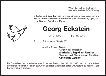 Traueranzeige von Georg Eckstein von Der Bote