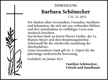 Traueranzeige von Barbara Schönecker von Der Bote