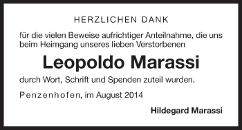 Traueranzeige von Leopoldo Marassi von Der Bote