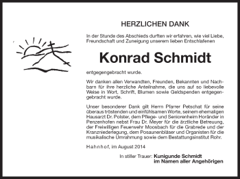 Traueranzeige von Konrad Schmidt von Der Bote