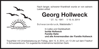 Traueranzeige von Georg Hollweck von Der Bote