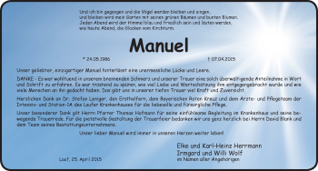 Traueranzeige von Manuel Herrmann von Pegnitz-Zeitung