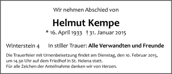 Traueranzeige von Helmut Kempe von Pegnitz-Zeitung