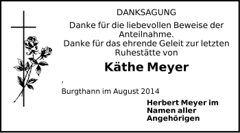 Traueranzeige von Käthe Meyer von Der Bote