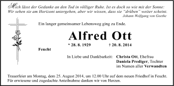 Traueranzeige von Alfred Ott von Der Bote