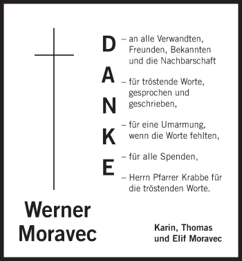 Traueranzeige von Werner Moravec von Der Bote