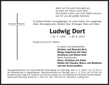 Traueranzeige von Ludwig Dort von Der Bote