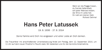 Traueranzeige von Hans Peter Latussek von Der Bote