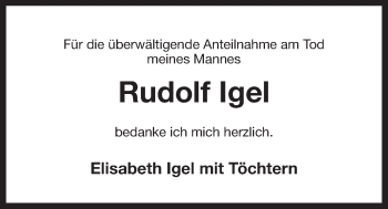 Traueranzeige von Rudolf Igel von Der Bote