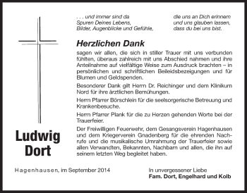 Traueranzeige von Ludwig Dort von Der Bote