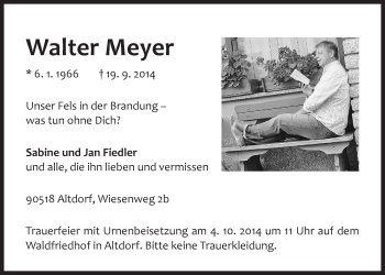 Traueranzeige von Walter Meyer von Der Bote